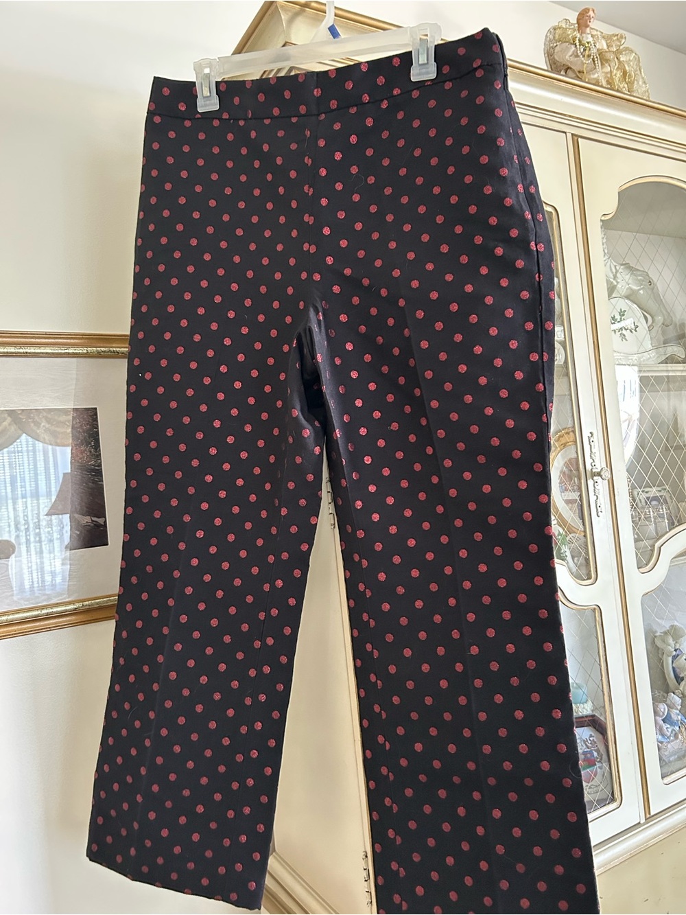 NWT Talbots Black Pants with Red Polka Dots SZ 10-120